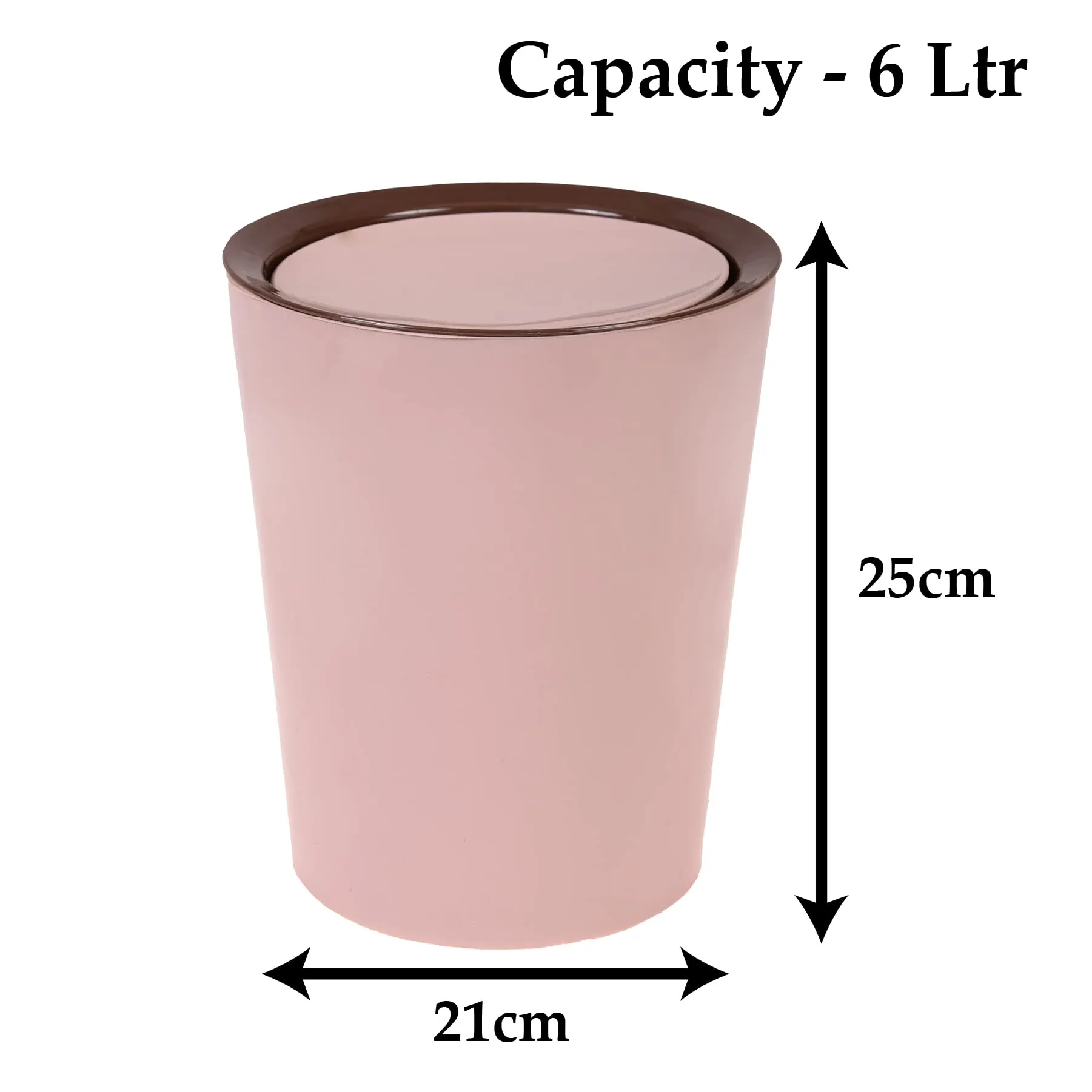 Heart Home Swinging Lid Dustbin|Plastic Garbage Waste Bin|Trash Can for Living Room|Kitchen|Office|6 Litre (Peach)