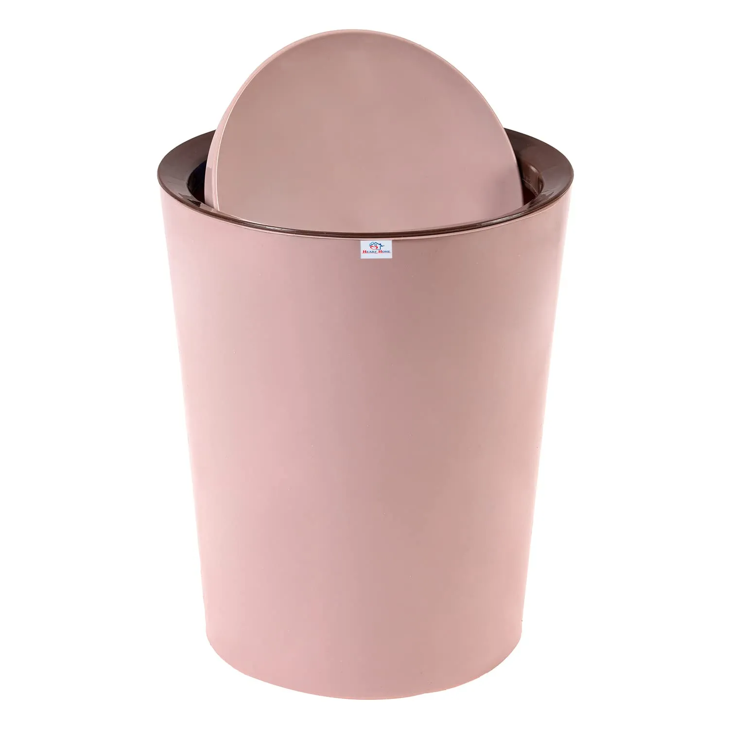 Heart Home Swinging Lid Dustbin|Plastic Garbage Waste Bin|Trash Can for Living Room|Kitchen|Office|6 Litre (Peach)