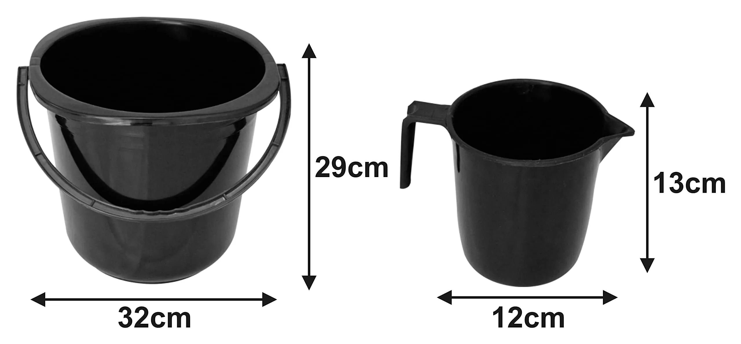 Kuber Industries 2 Pieces Plastic Bathroom Bucket & Mug Set (Black)