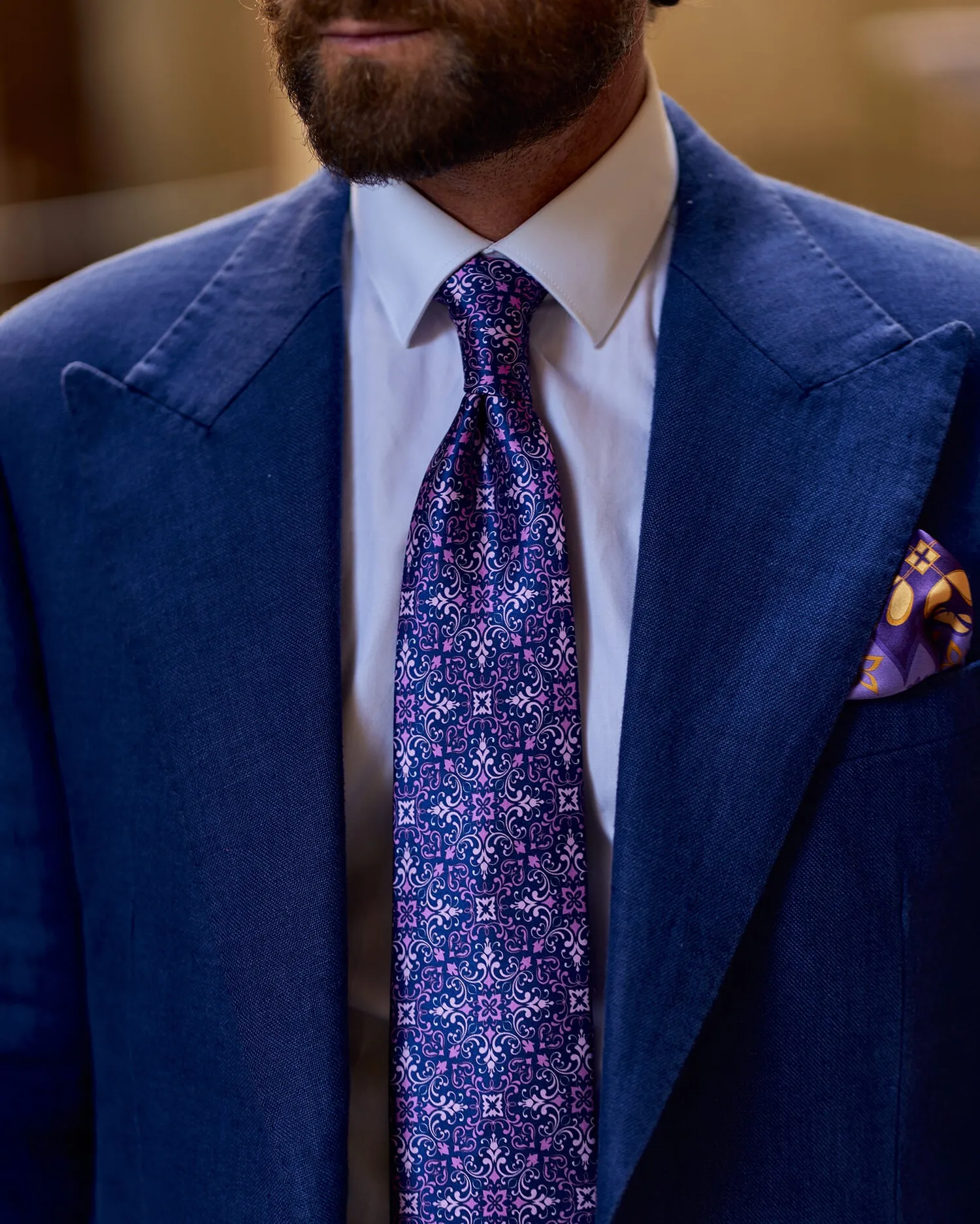 Lorenzo the Magnificent Purple and Blue Duchesse Silk Tie