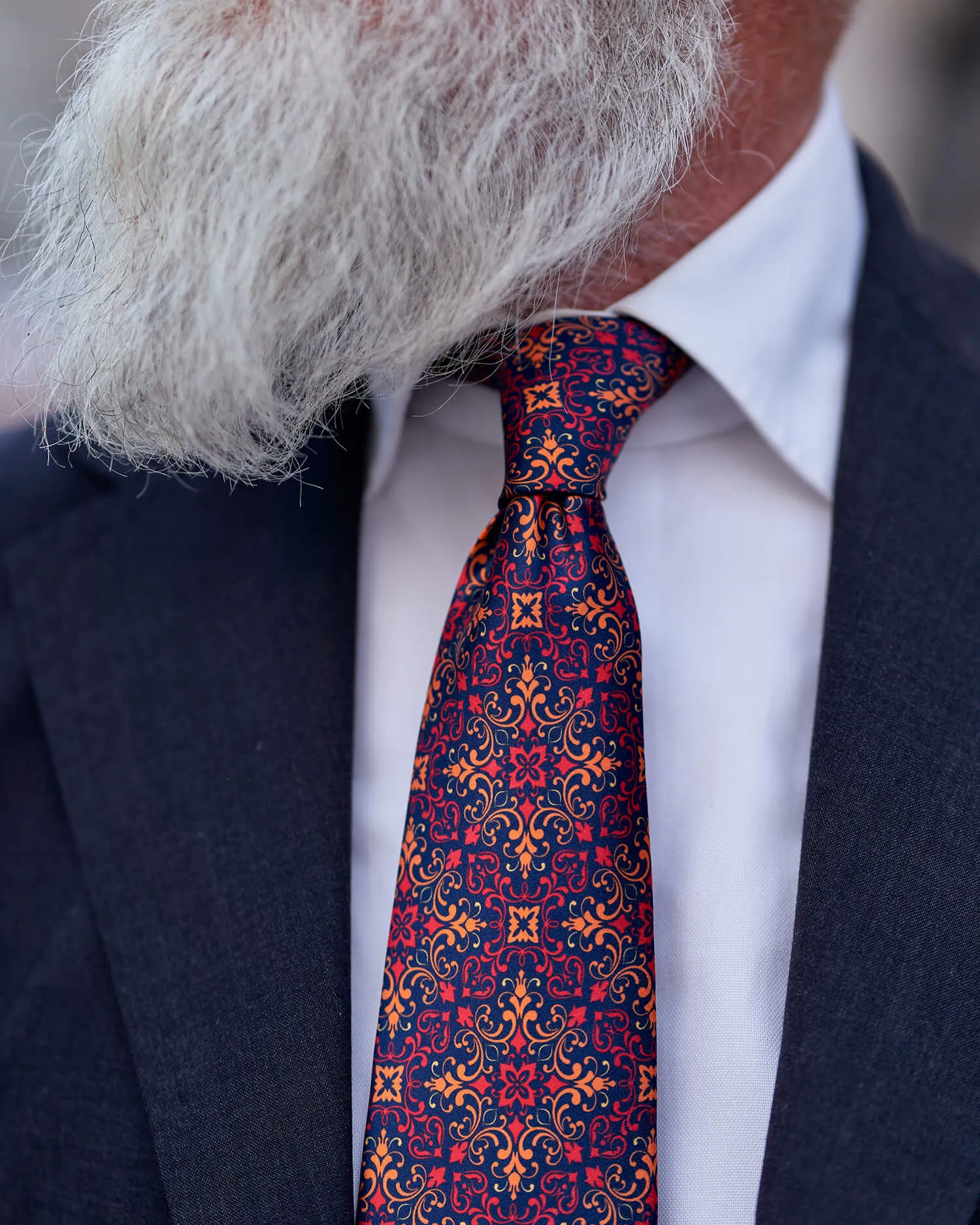 Lorenzo the Magnificent Red Blue and Yellow Duchesse Silk Tie