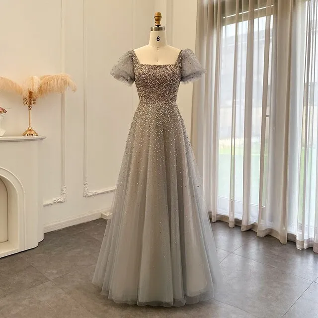 Luxury Rose Pink Beaded A-Line Evening Dress SS109