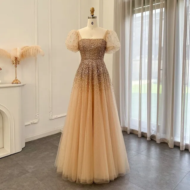Luxury Rose Pink Beaded A-Line Evening Dress SS109