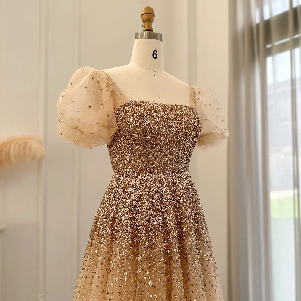 Luxury Rose Pink Beaded A-Line Evening Dress SS109