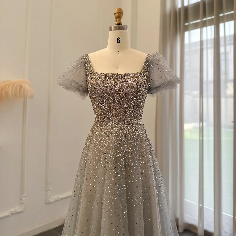 Luxury Rose Pink Beaded A-Line Evening Dress SS109