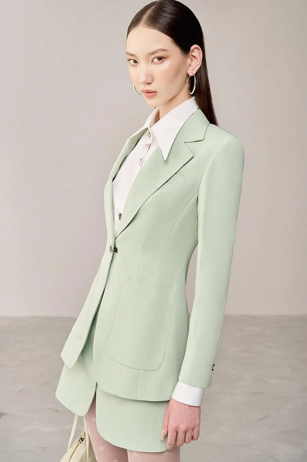 Maten Structured Patch Pocket Linen Cotton Blazer