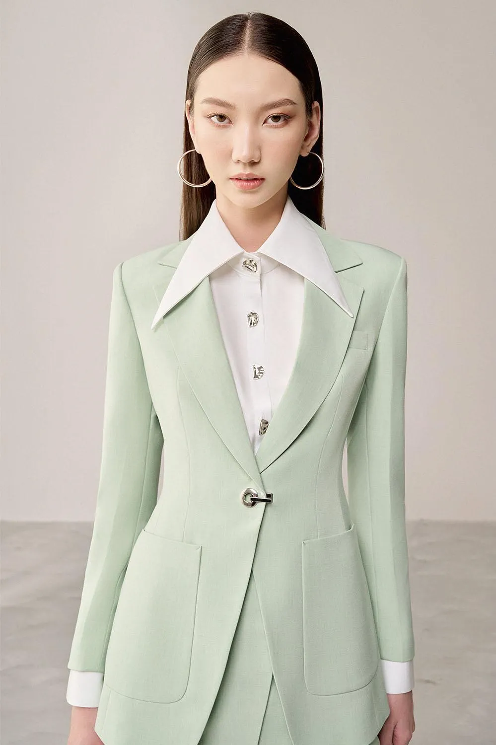 Maten Structured Patch Pocket Linen Cotton Blazer