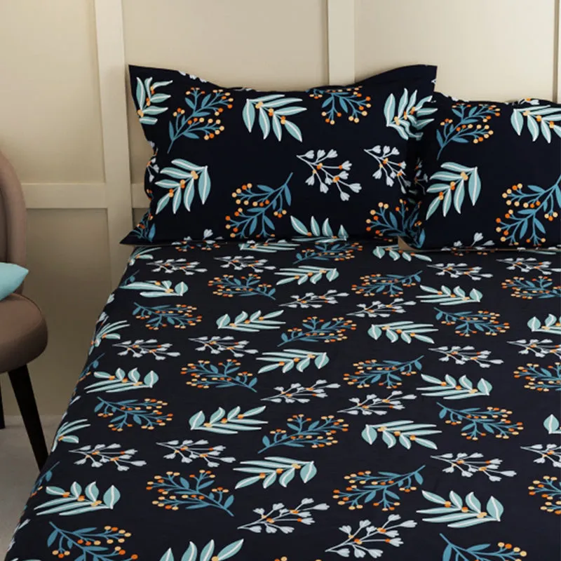 Midnight Gardenia Floral Bedsheet