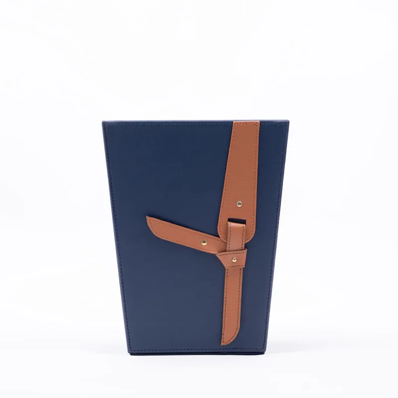 Mona Vegan Leather Dustbin - Navy Blue