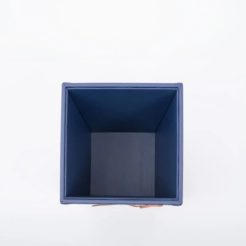 Mona Vegan Leather Dustbin - Navy Blue