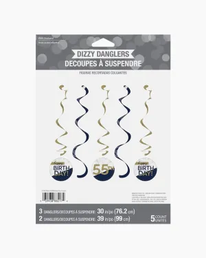 Navy & Gold Milestone Dizzy Danglers with Stickers