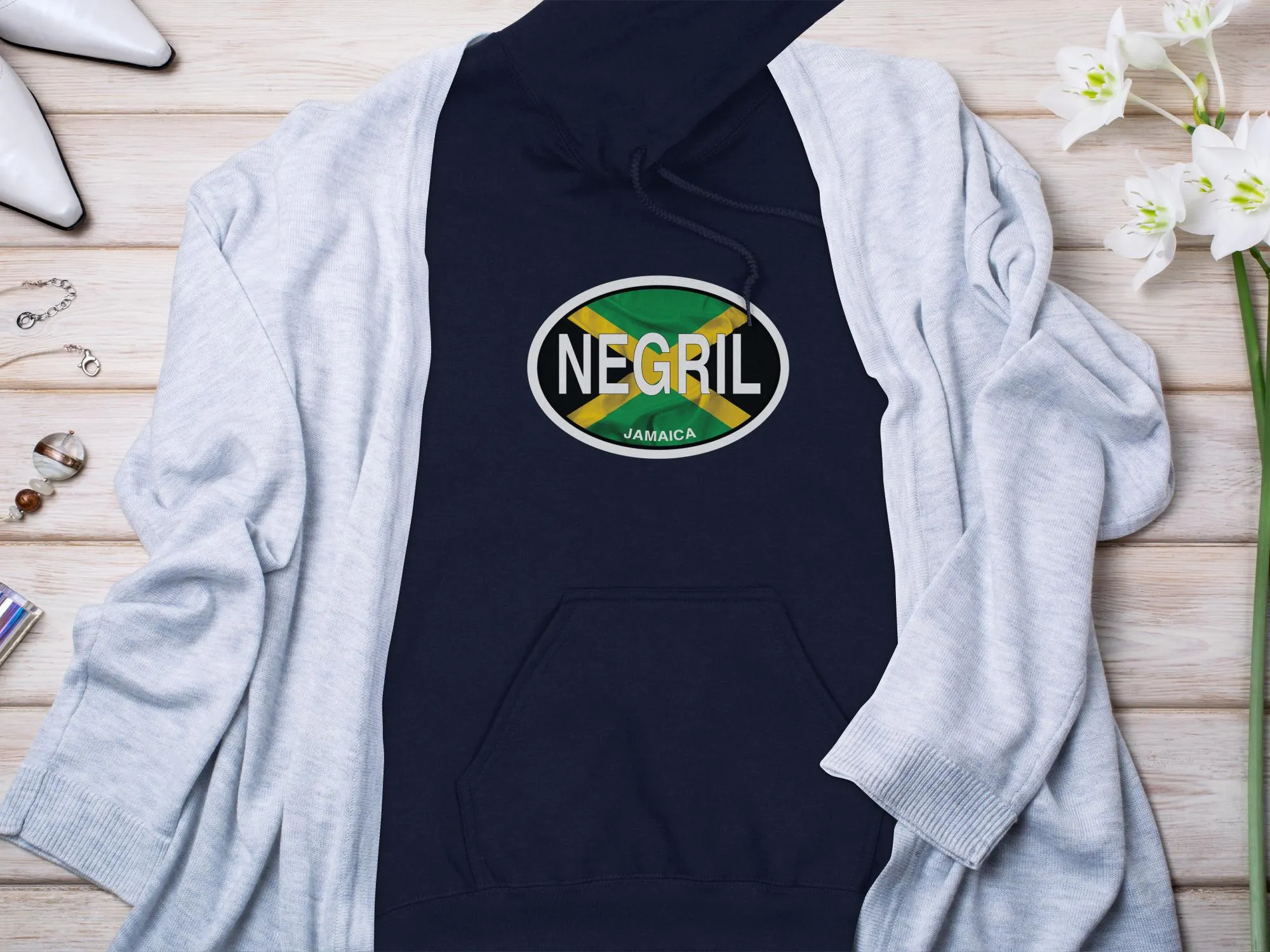 Negril Vacation Flag Hoodie for Jamaica's Beach and Sunset Lovers