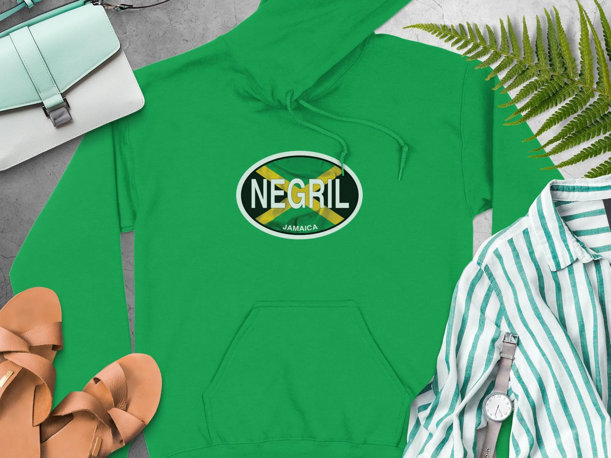 Negril Vacation Flag Hoodie for Jamaica's Beach and Sunset Lovers