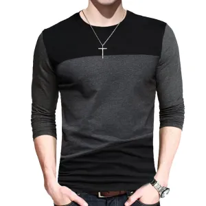 Nsqured Korean Vintage Style Patchwork Men's Long T-Shirt