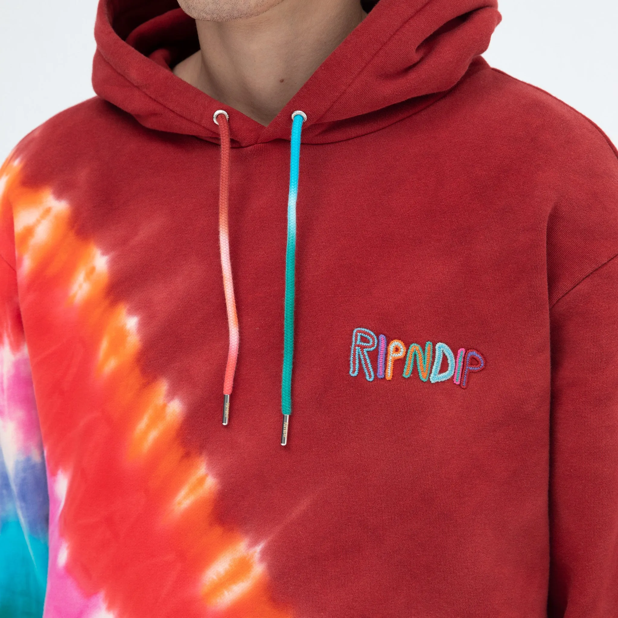 OG Prisma Embroidered Hoodie (Red Tie Dye)