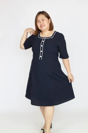 Puff Sleeve Button Elegant Dress
