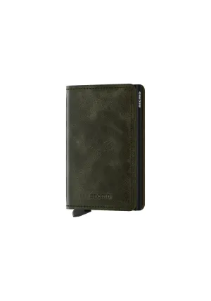 Slim Vintage Wallet - Olive/Black