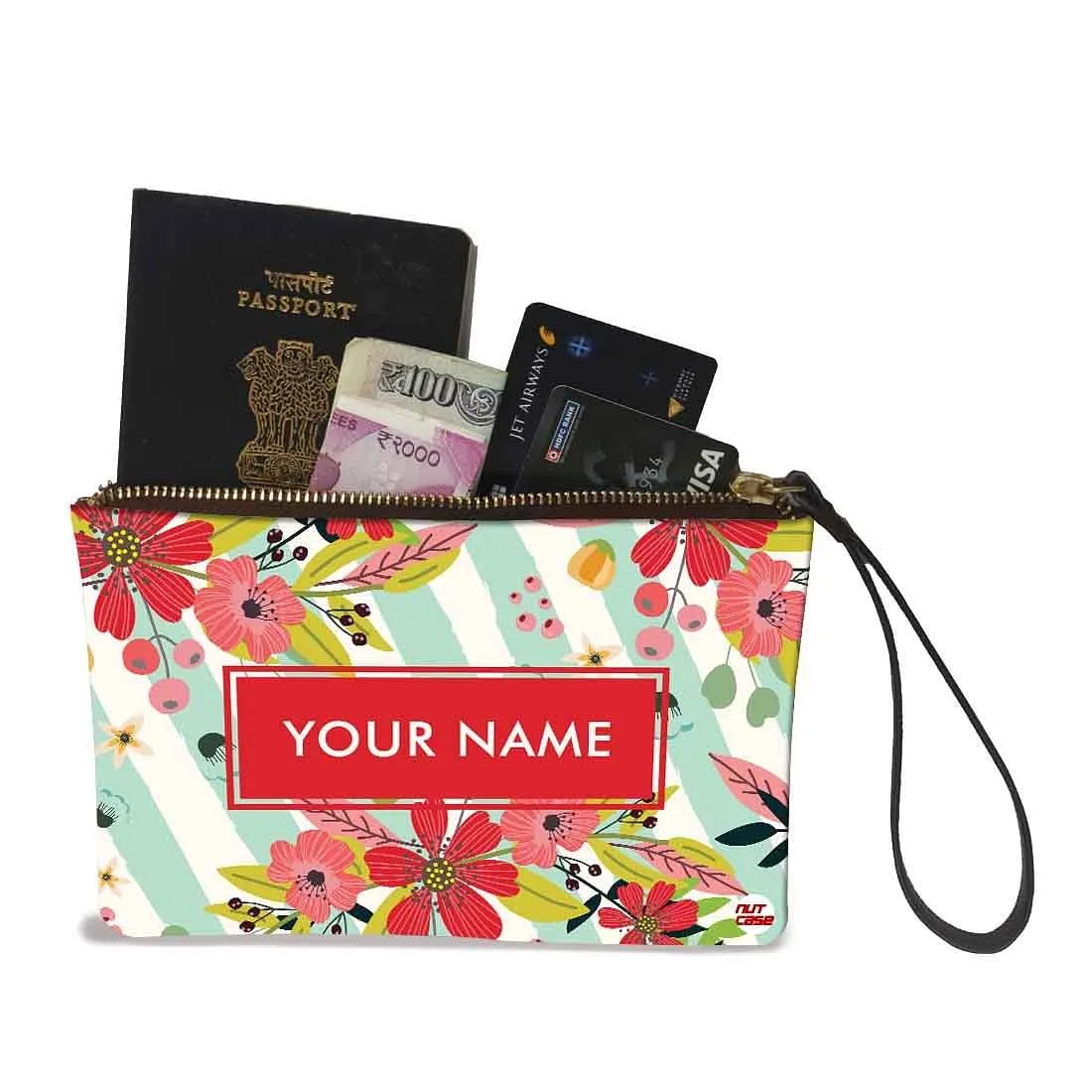 Small Bracelet Pouch - Red Flowers
