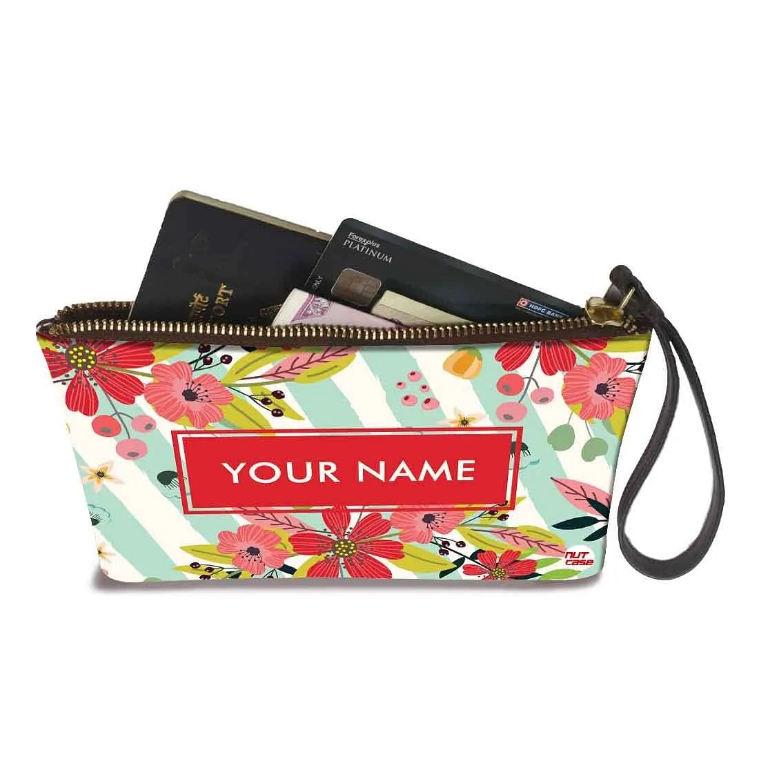 Small Bracelet Pouch - Red Flowers