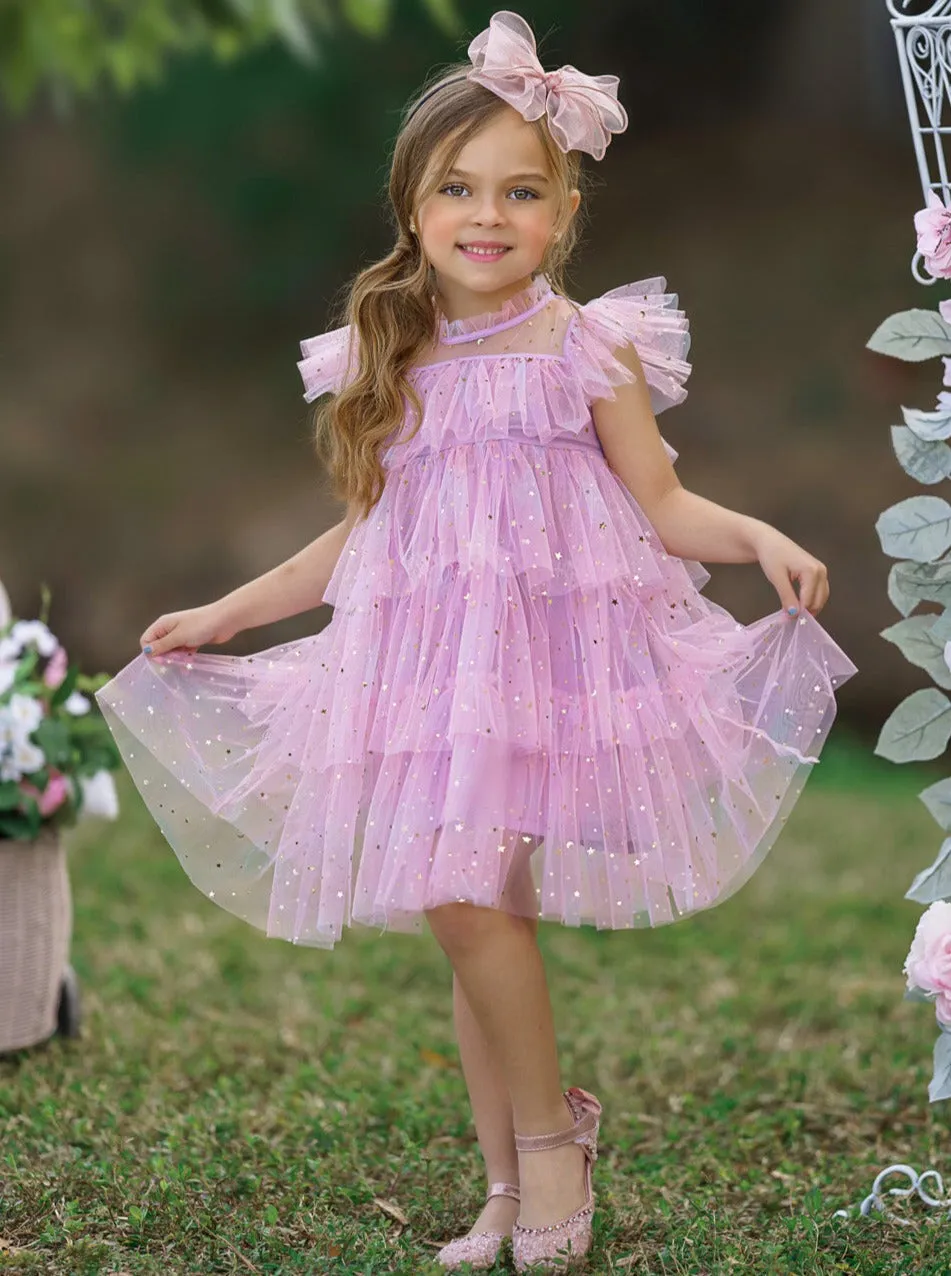 Sparkles Are Forever Pink Tiered Tulle Dress