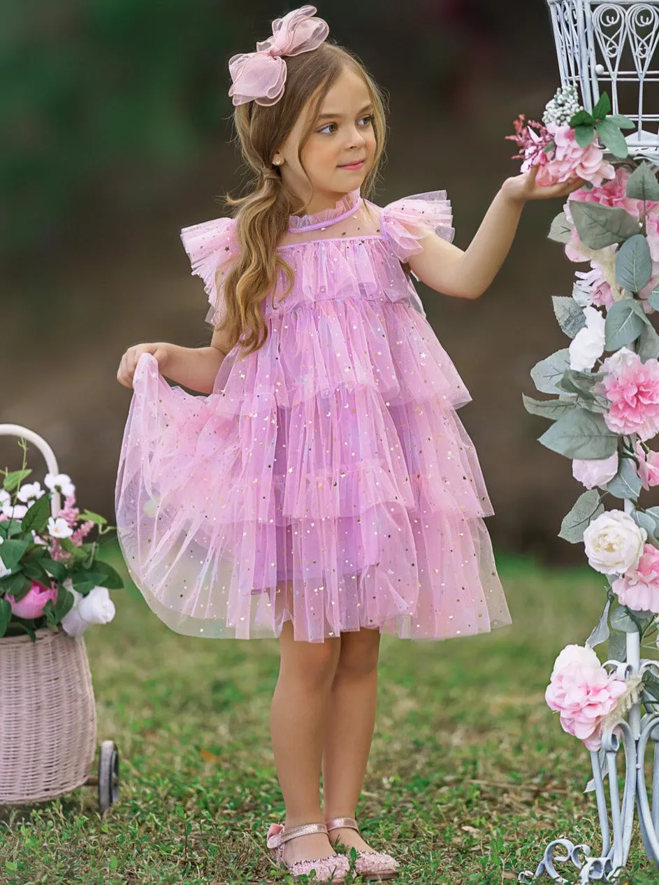 Sparkles Are Forever Pink Tiered Tulle Dress