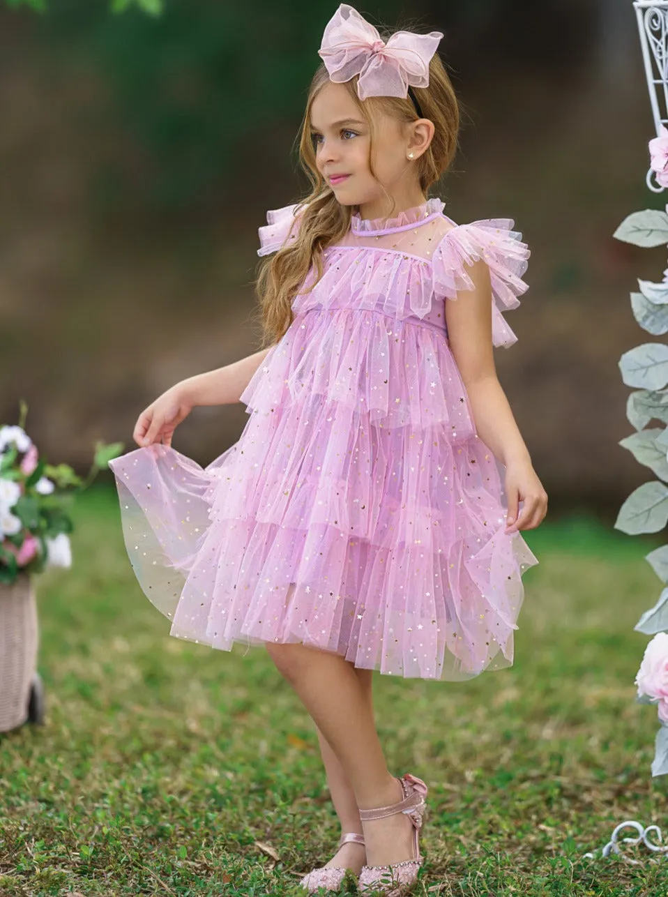 Sparkles Are Forever Pink Tiered Tulle Dress