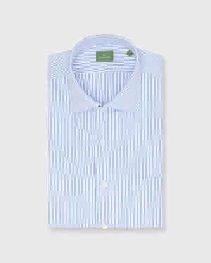 Spread Collar Dress Shirt in Blue Multi Double Stripe Poplin