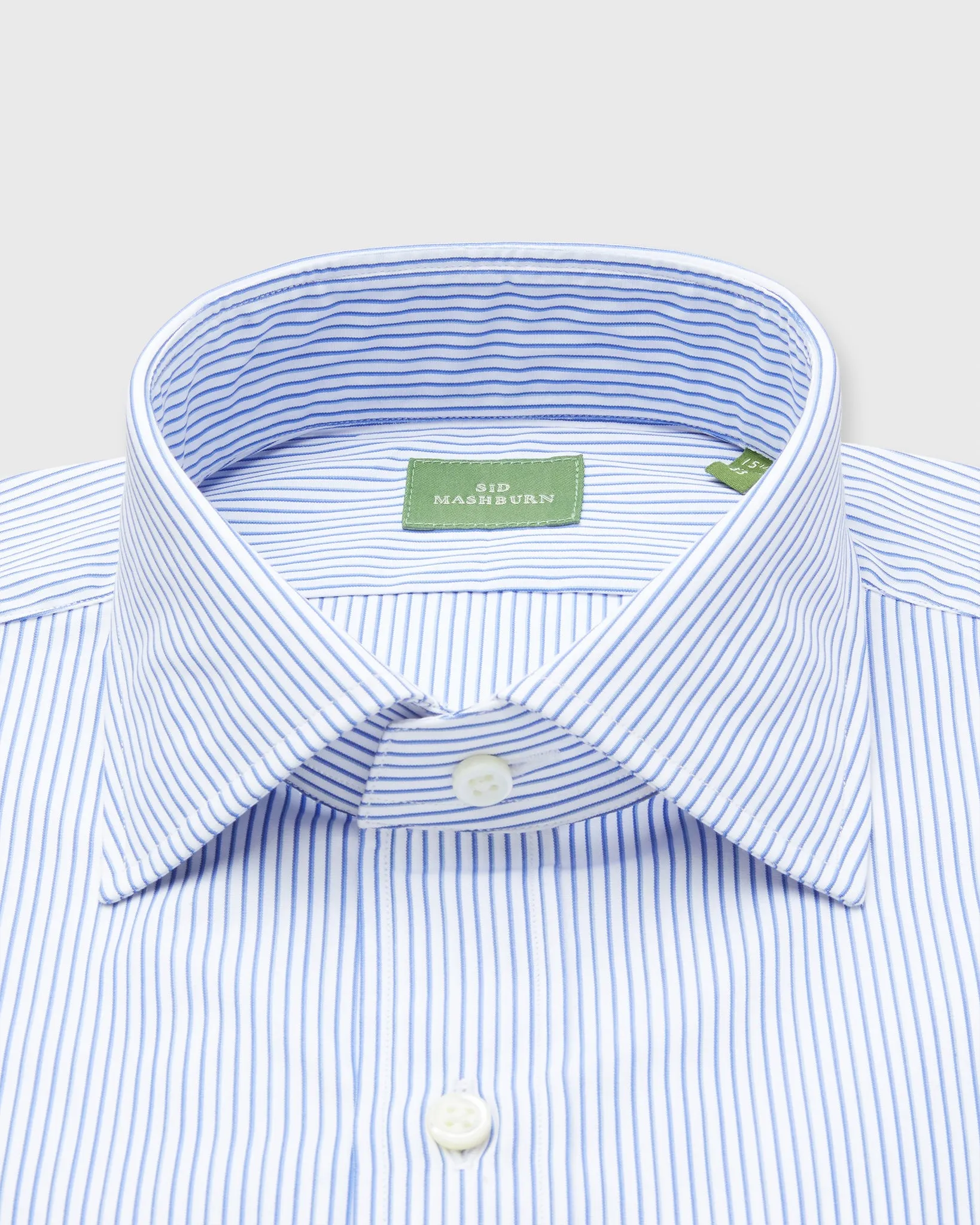 Spread Collar Dress Shirt in Blue Multi Double Stripe Poplin