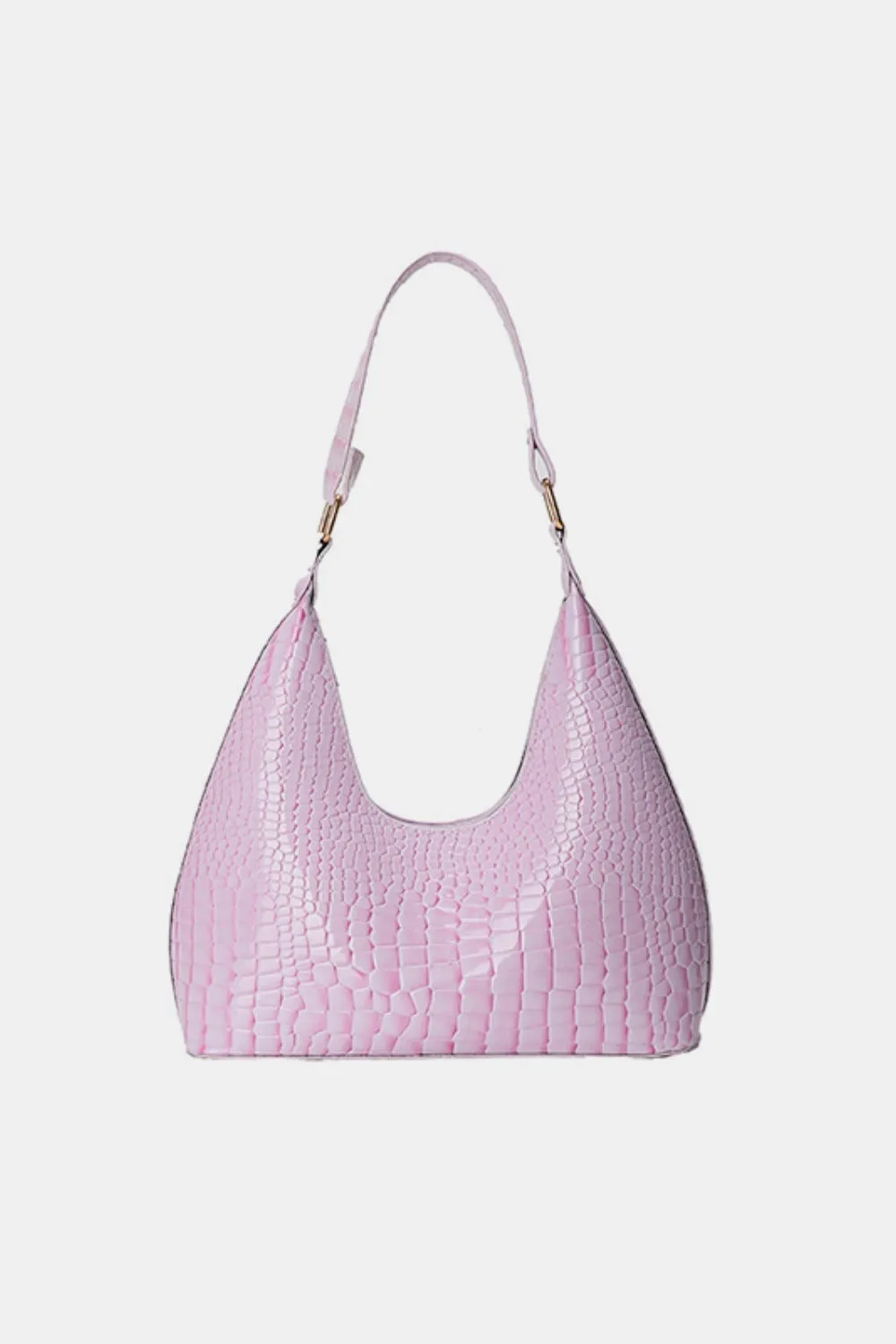 Stone-Textured PU Leather Shoulder Bag