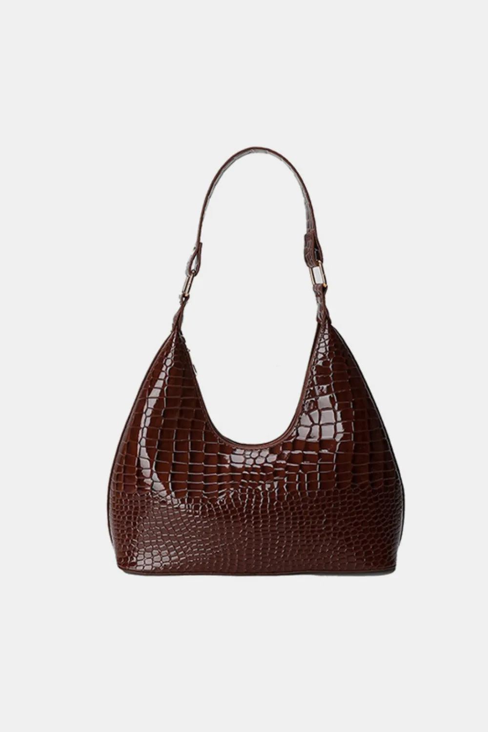 Stone-Textured PU Leather Shoulder Bag