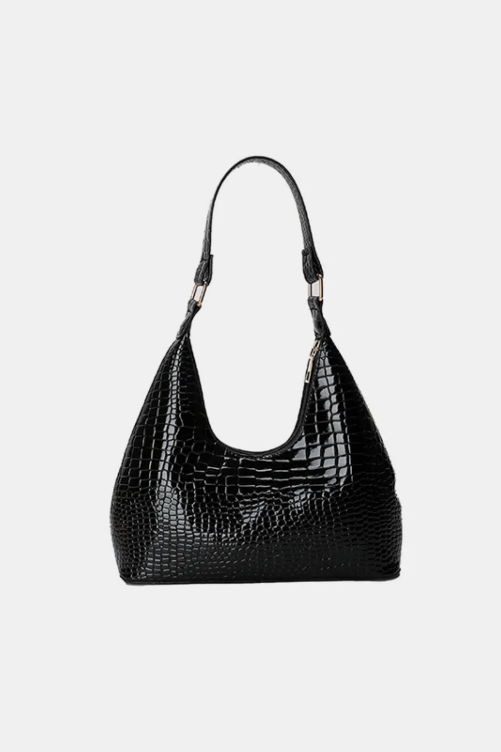 Stone-Textured PU Leather Shoulder Bag