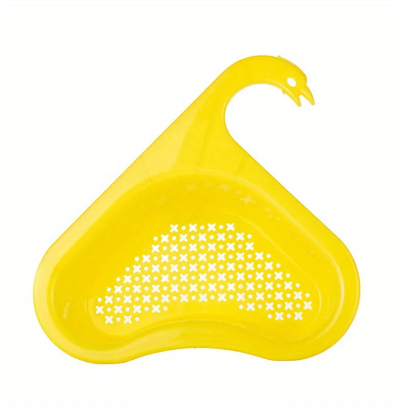 Swanshaped overthefaucet drain rack for kitchen organization