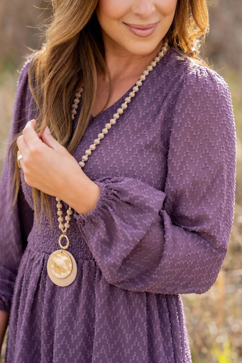 Textured Chevron Cinched Accents Dress