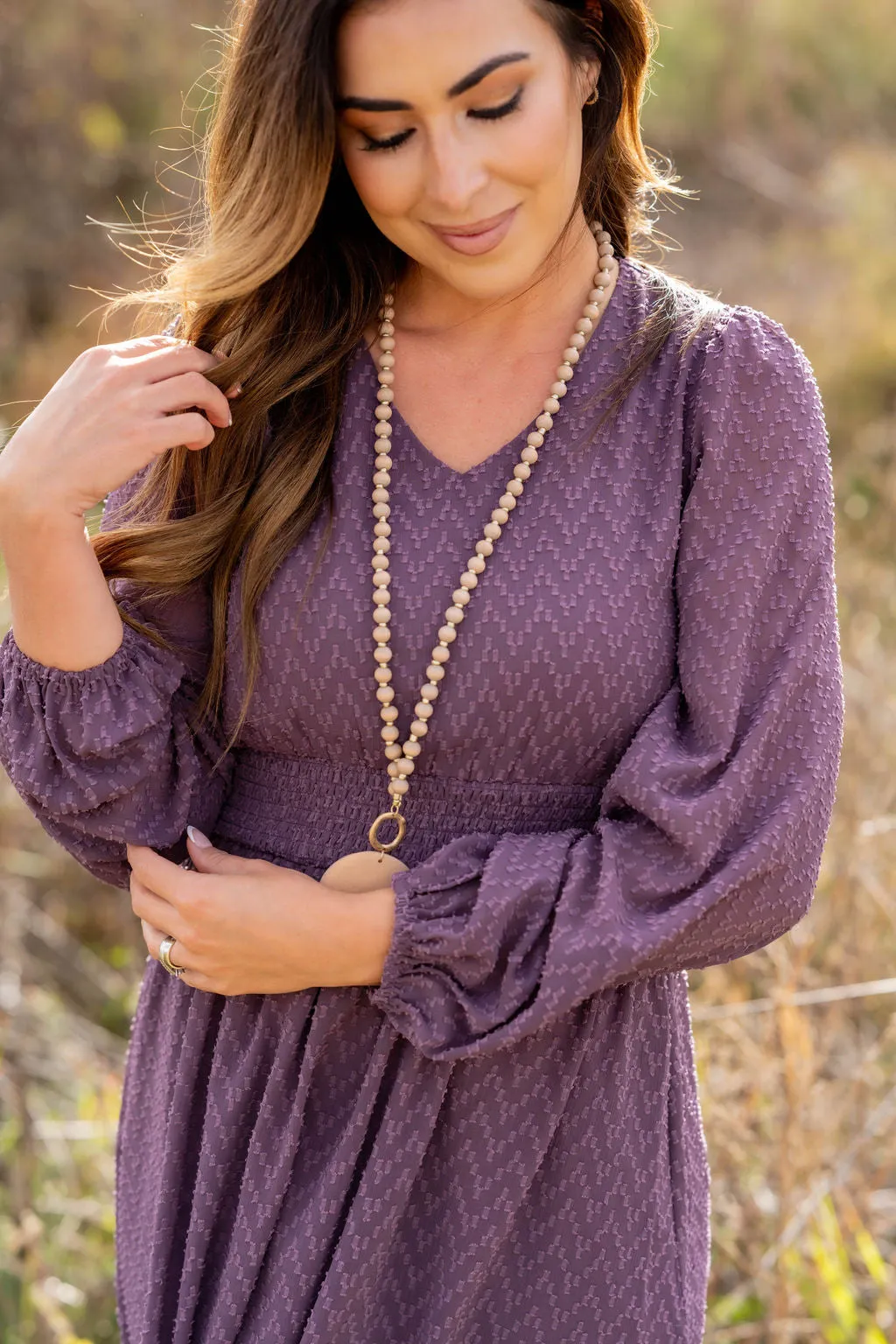 Textured Chevron Cinched Accents Dress