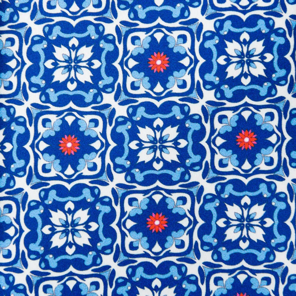 The Majolica of Taormina Blue Duchesse Silk Tie