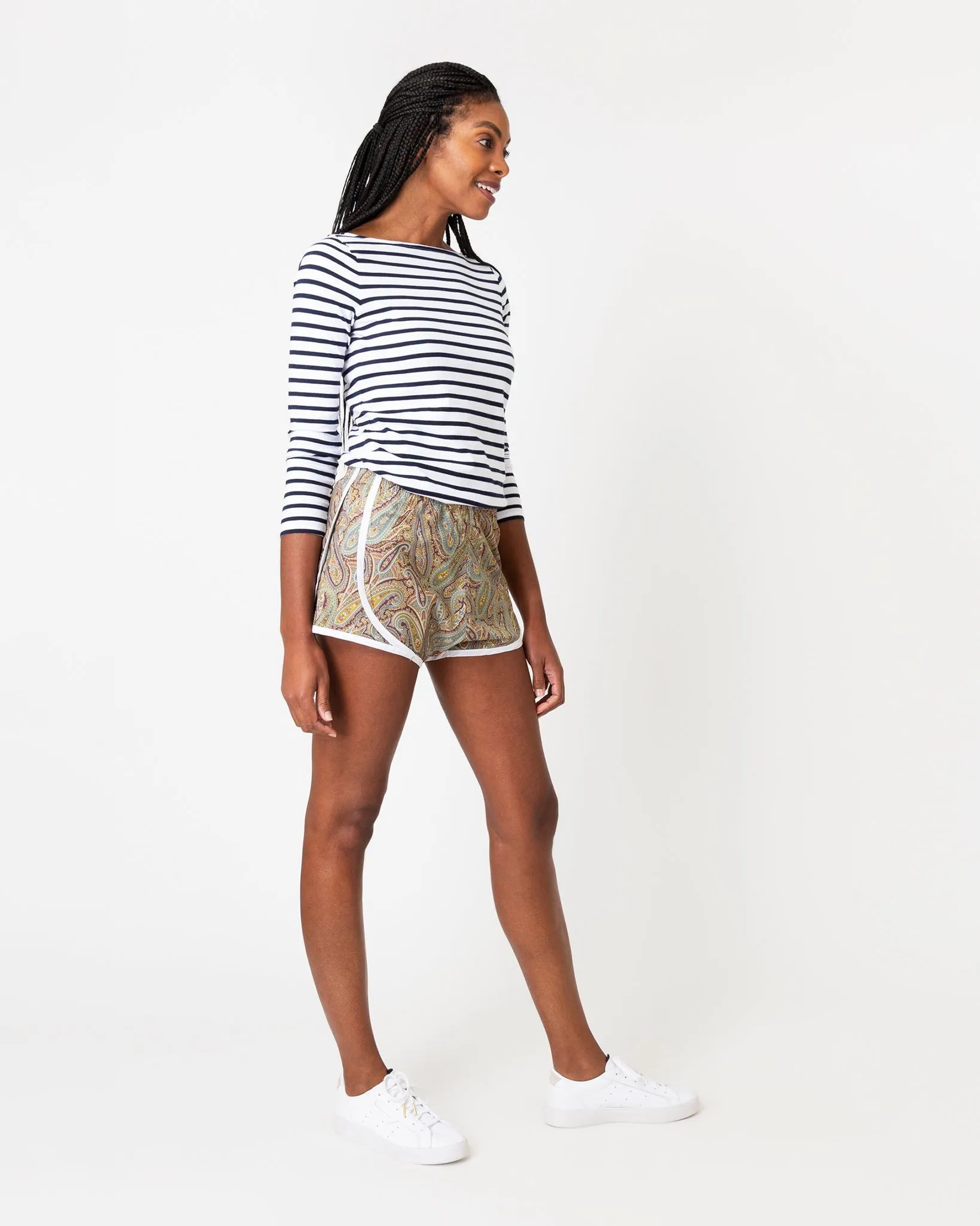 Track Short in Bordeaux Multi Paisley Park Liberty Fabric