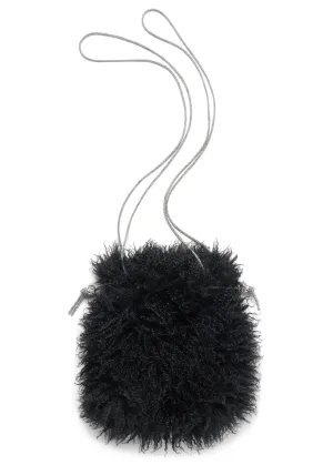 VIAVIA The Faux Mongolian Fur Rhinestone Strap Bag