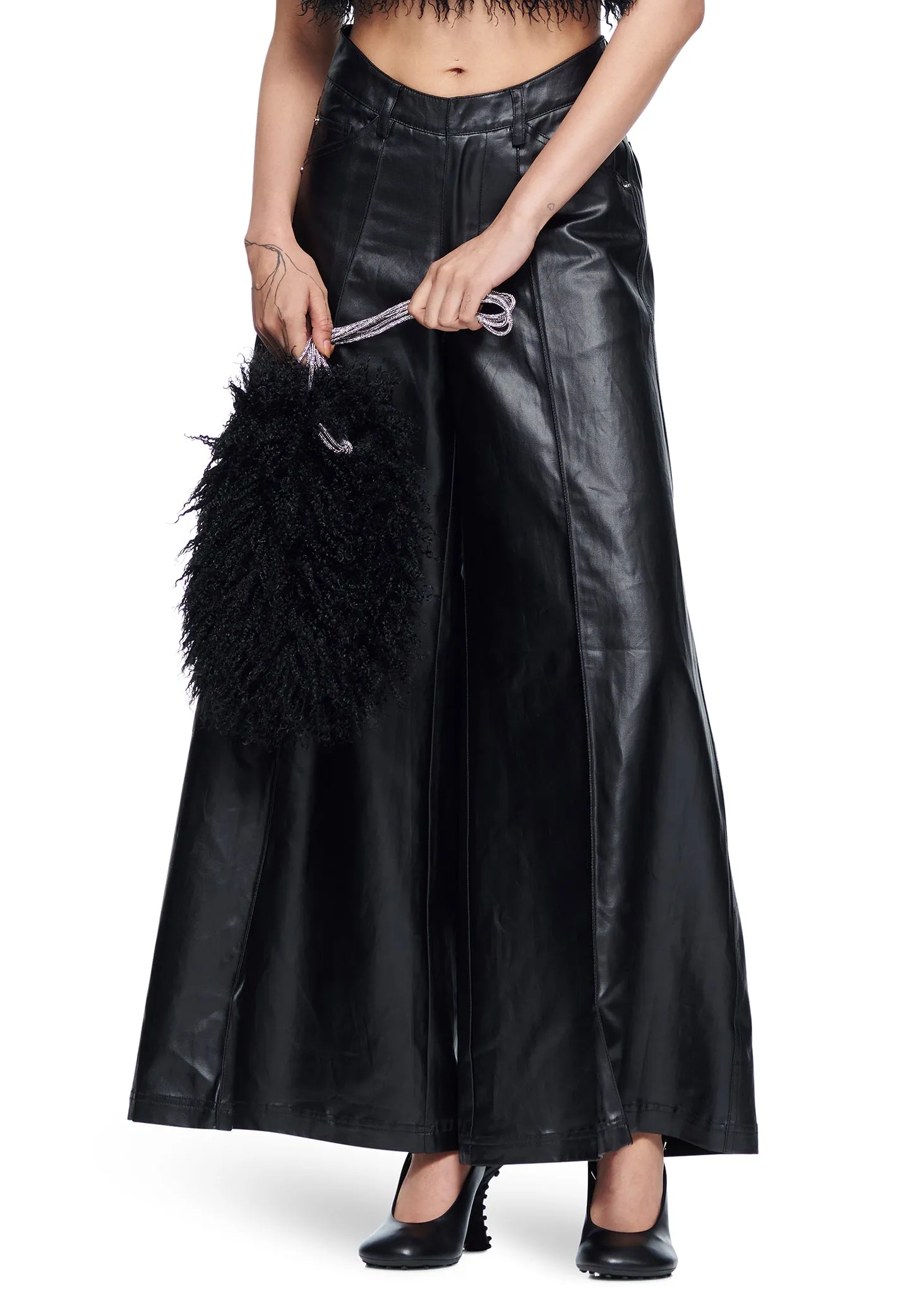 VIAVIA The Faux Mongolian Fur Rhinestone Strap Bag
