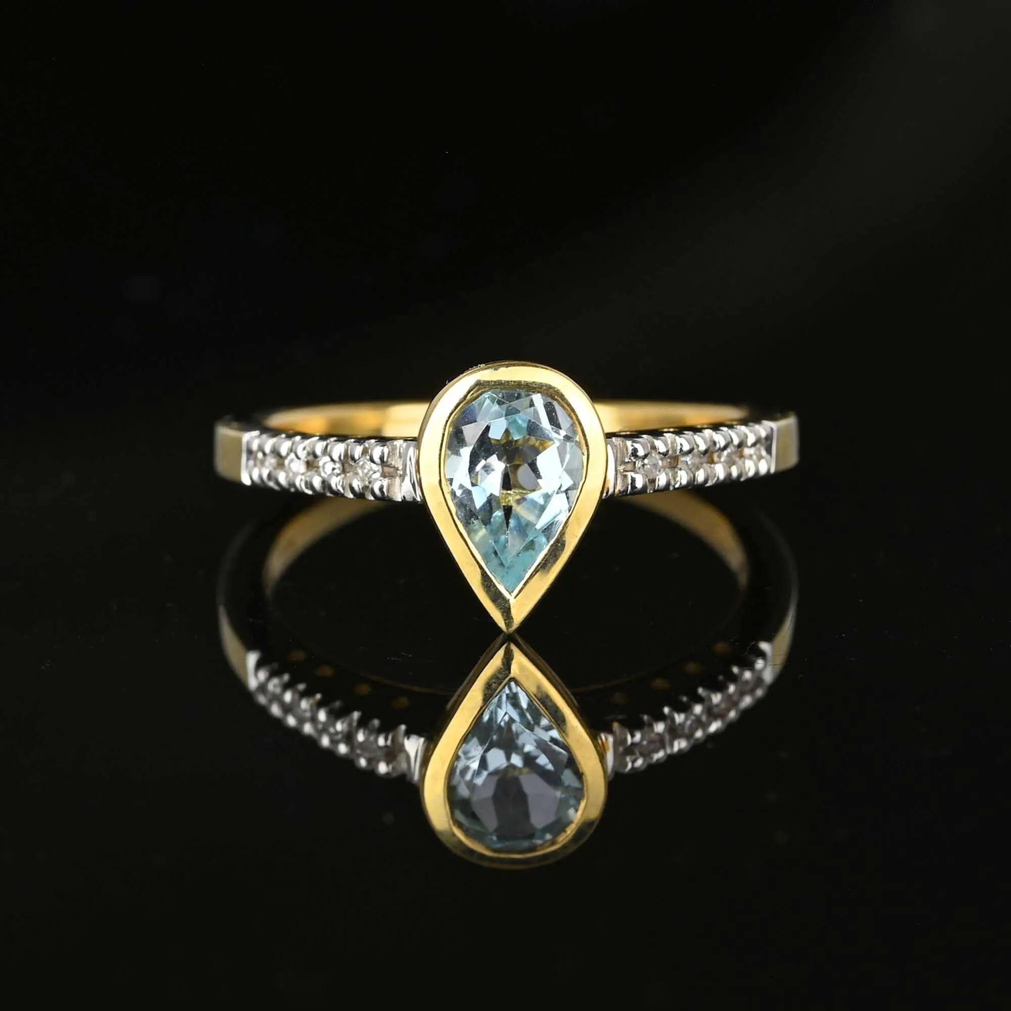 Vintage Gold Diamond Pear Cut Topaz Ring