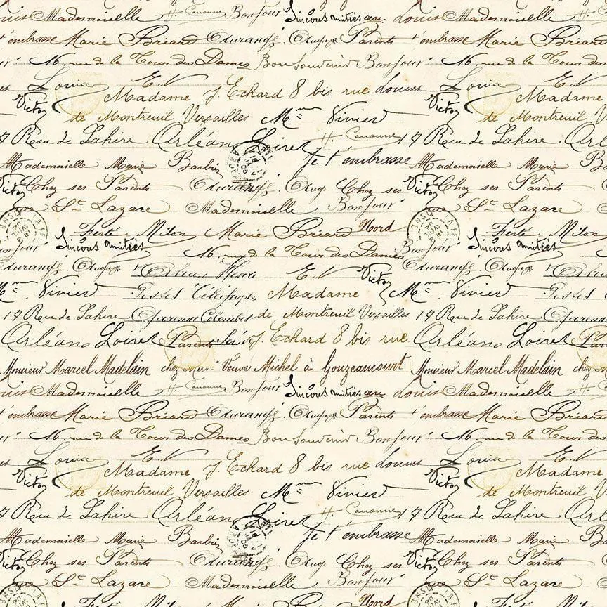 Vintage Rose - Handwriting Text Cream