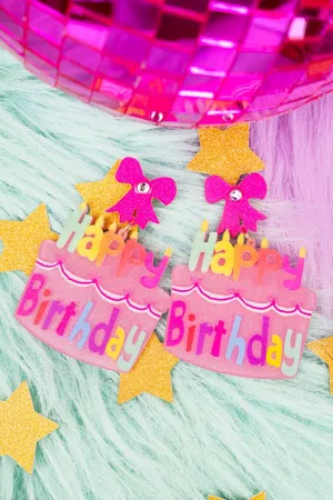 Viola Happy Birthday Cake Acrylic Earrings