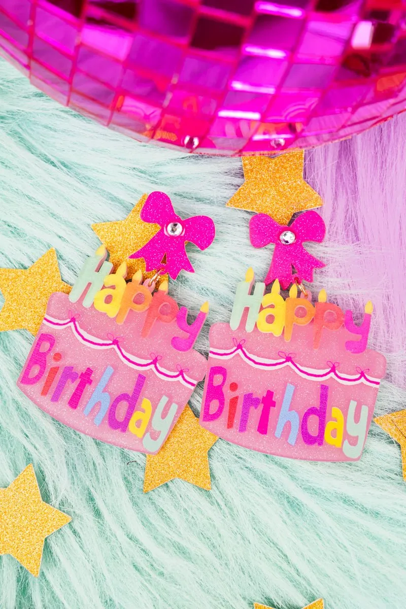 Viola Happy Birthday Cake Acrylic Earrings