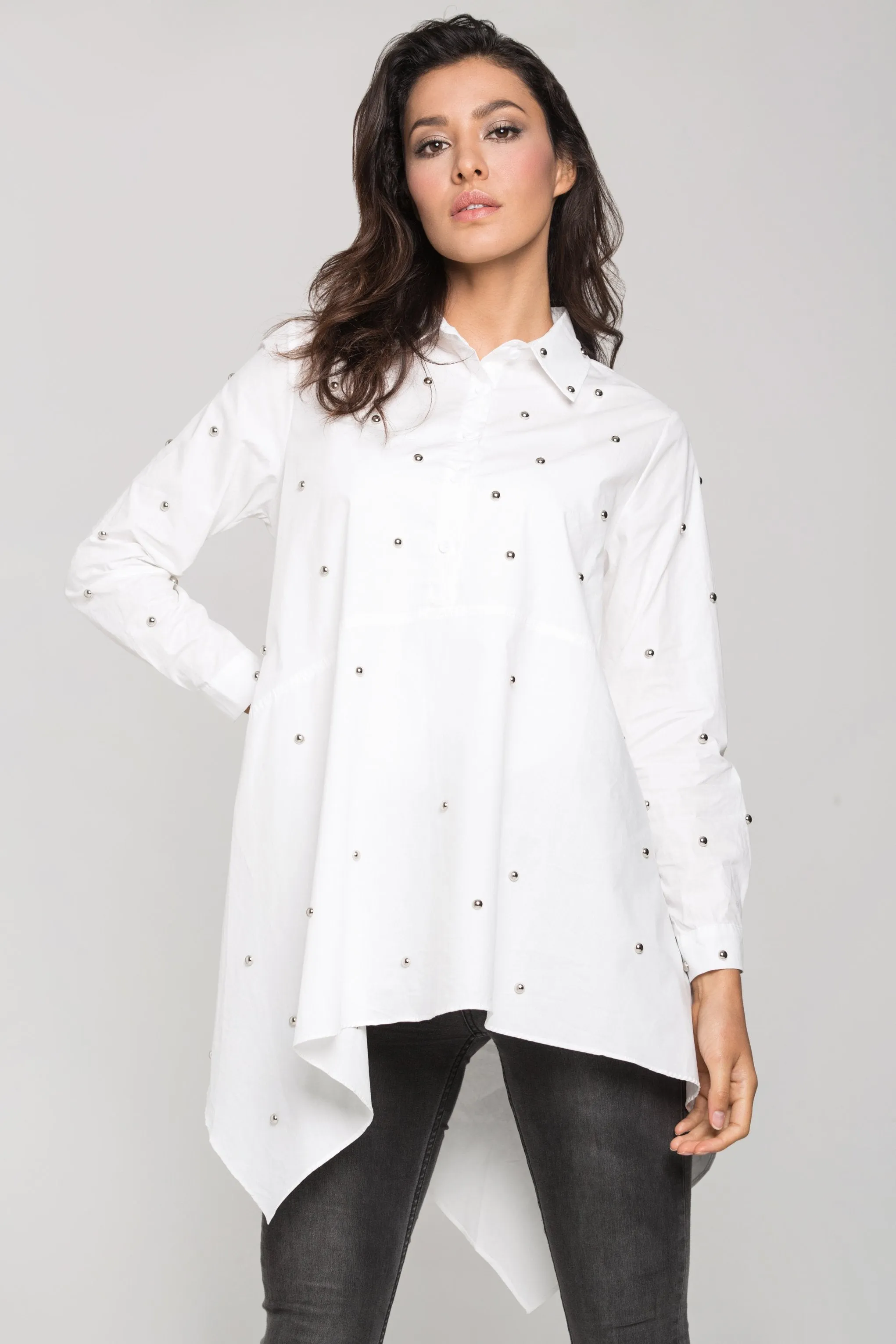 White Embellished Tent Top