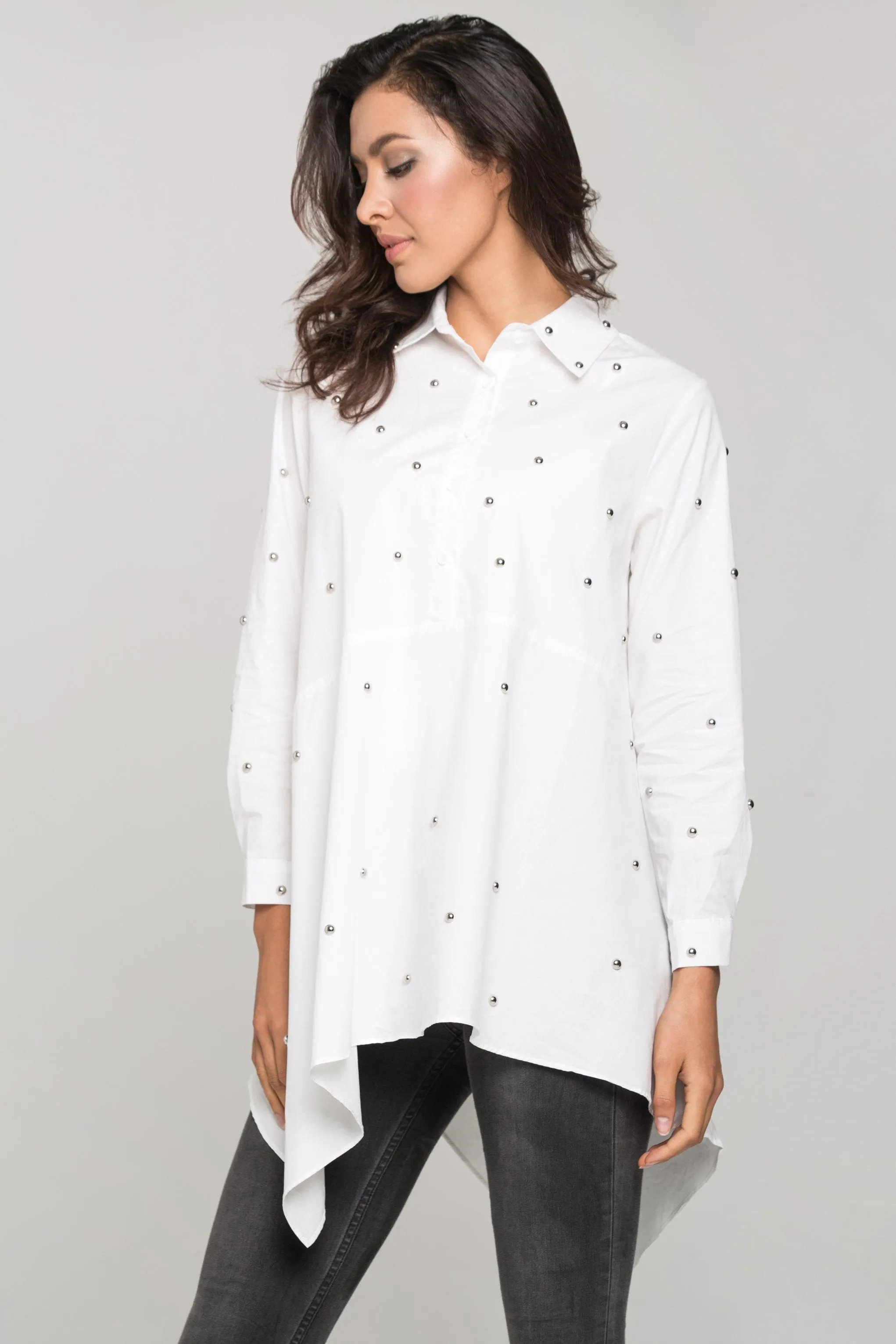 White Embellished Tent Top