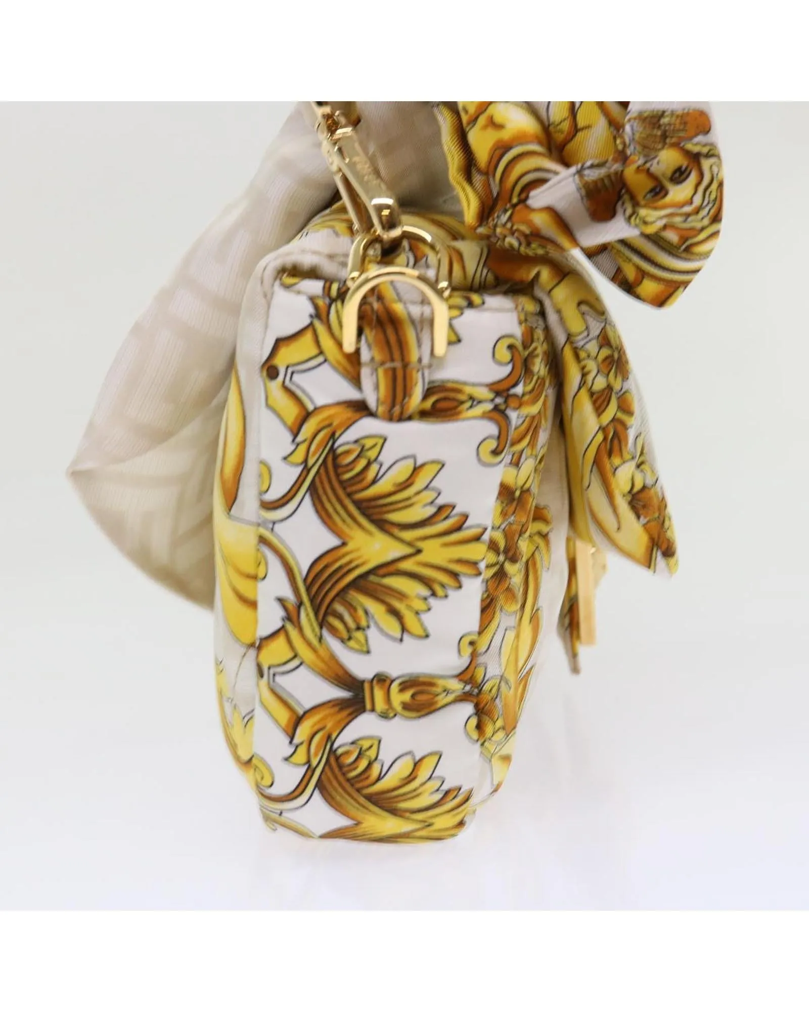 White Polyester Shoulder Bag with 2-way Style