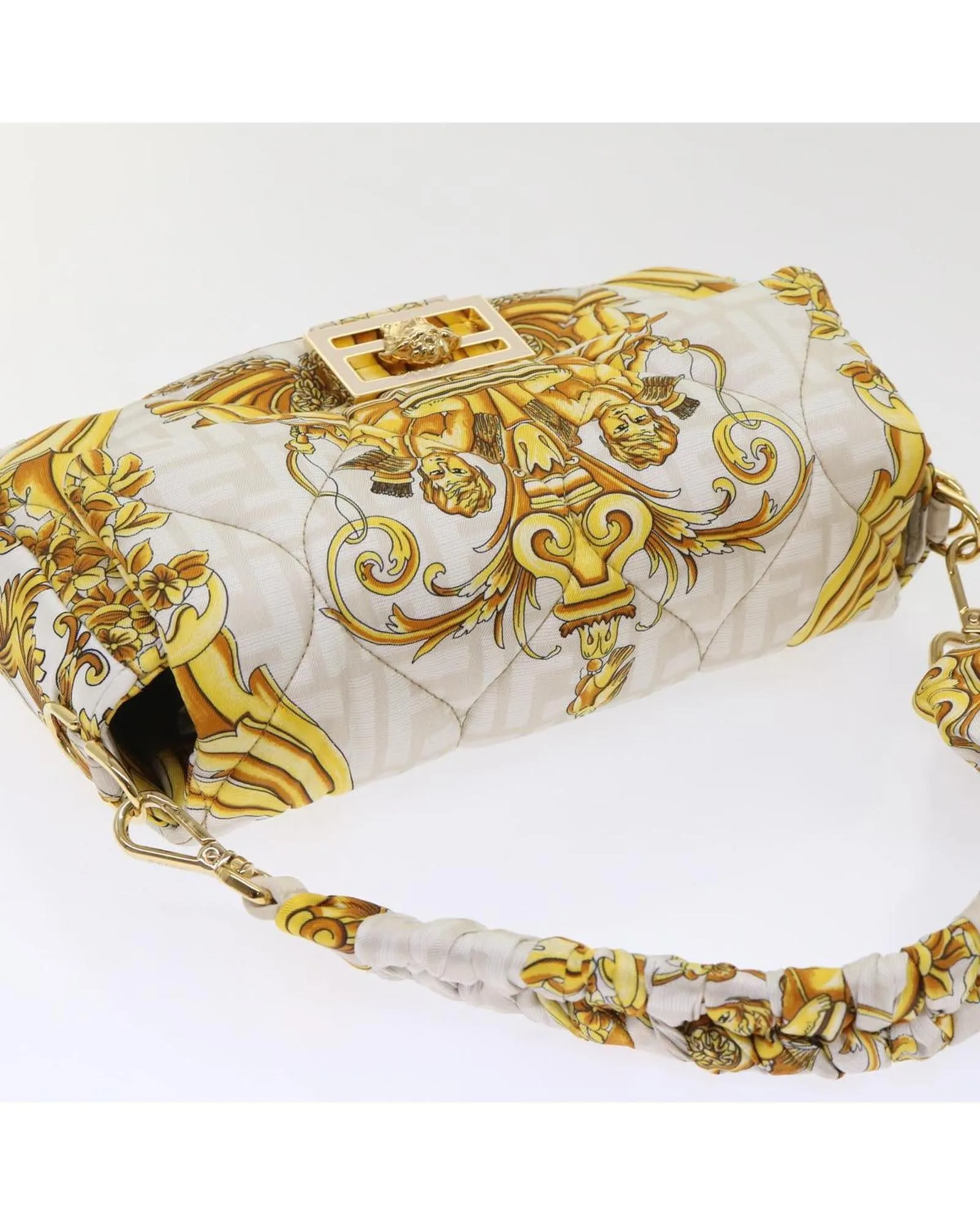White Polyester Shoulder Bag with 2-way Style