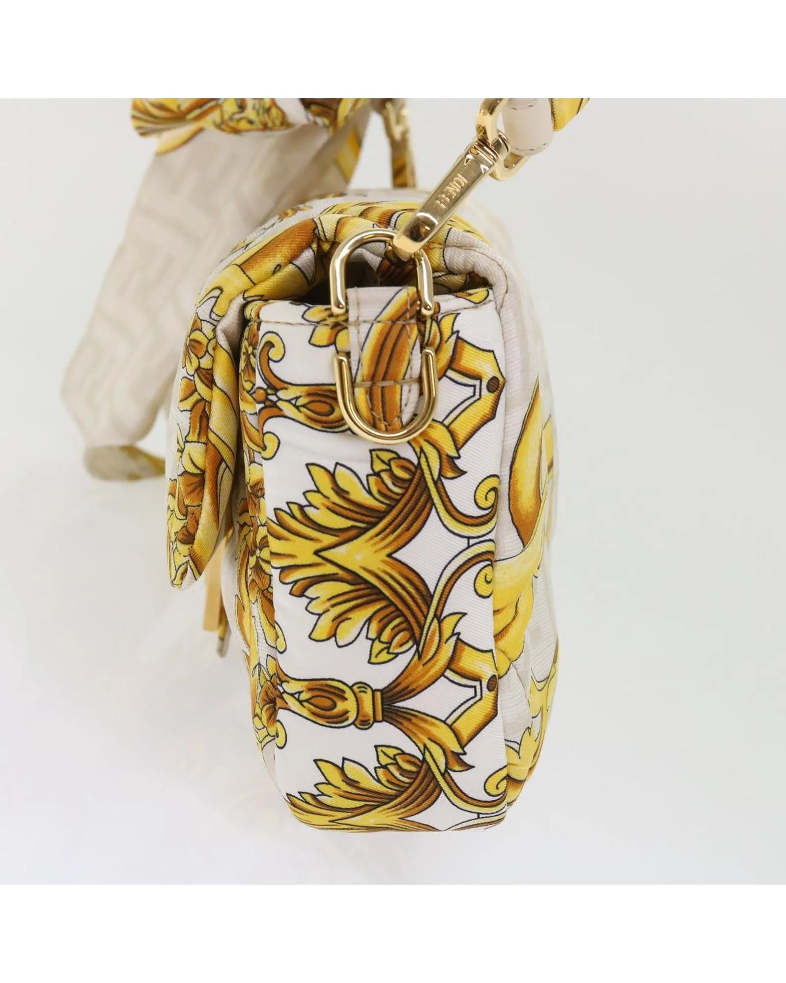 White Polyester Shoulder Bag with 2-way Style