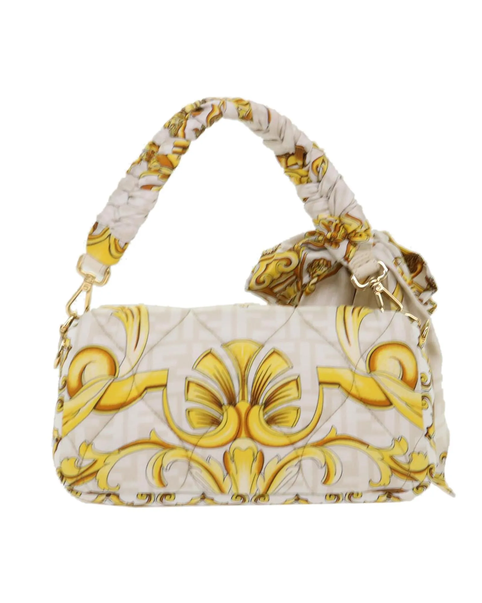 White Polyester Shoulder Bag with 2-way Style