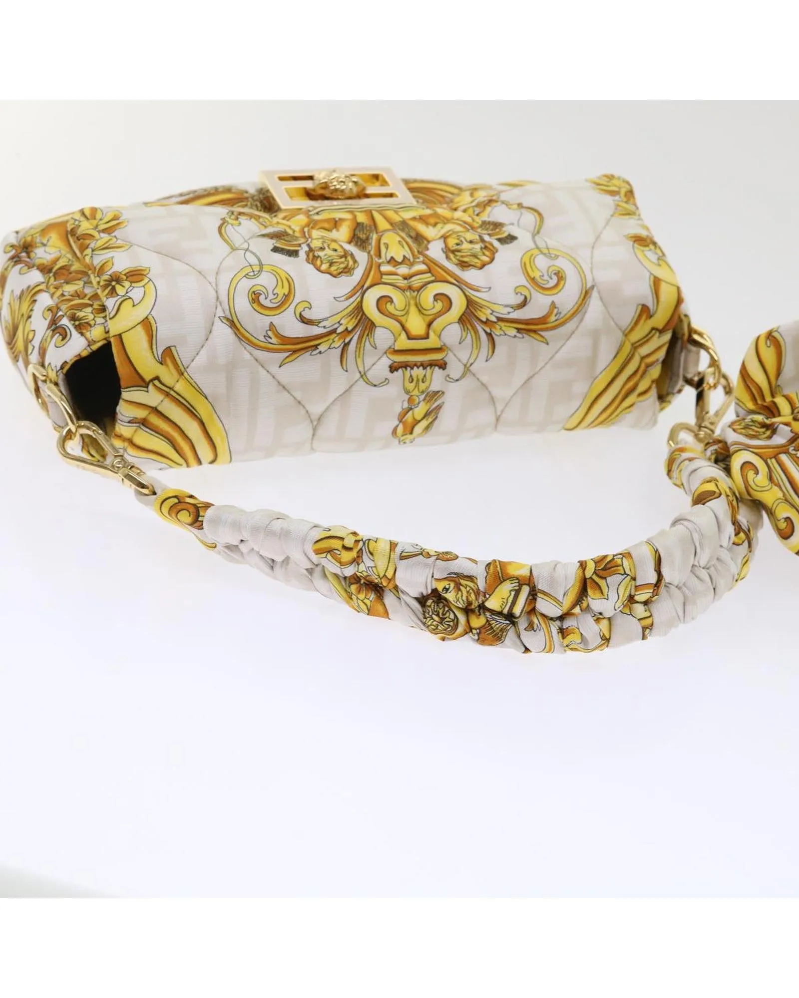 White Polyester Shoulder Bag with 2-way Style