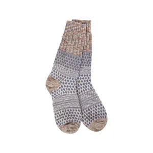 WORLDS SOFTEST GALLERY TEXTURED CREW SOCKS PORTOBELLO MULTI - WOMENS